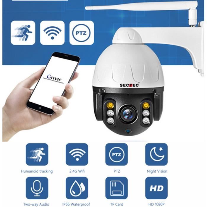 Camera Ip Wifi 1080p Ptz Exterieur Ai Humain Detecter Camera Sans Fil H 265 P2p Onvif Audio 2mp Camera Cdiscount Bricolage