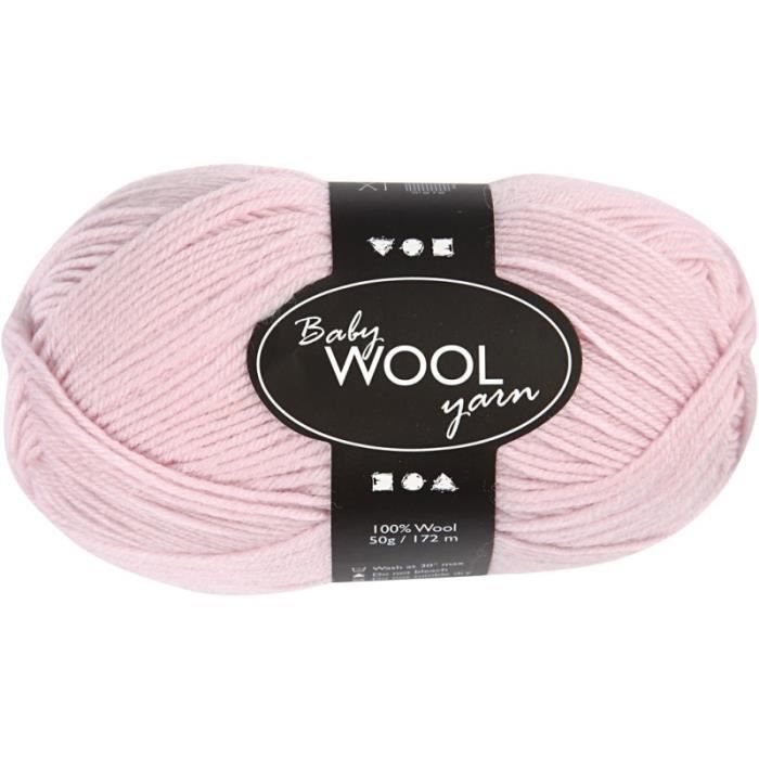 Pelote de laine pour bébés Baby Wool Yarn - rose clair - 172 m