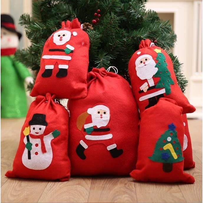 Sacs Cadeaux De Noël En Tissu Non Tissé - Lot De 4 (41x30x16 Cm), Réutilisables, Motifs Festifs - 6