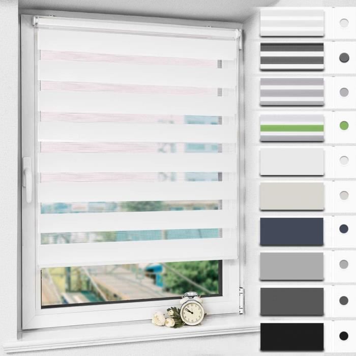 Duo store fenêtres à enrouleur sans perçage couleurs et dimensions à choisir
