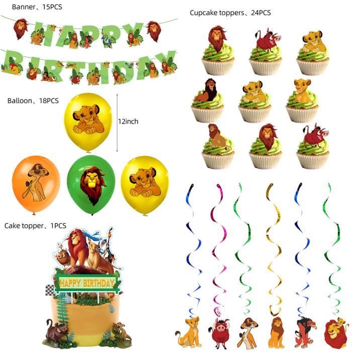 Fournitures de fête Roi Lion pour anniversaire, décorations et