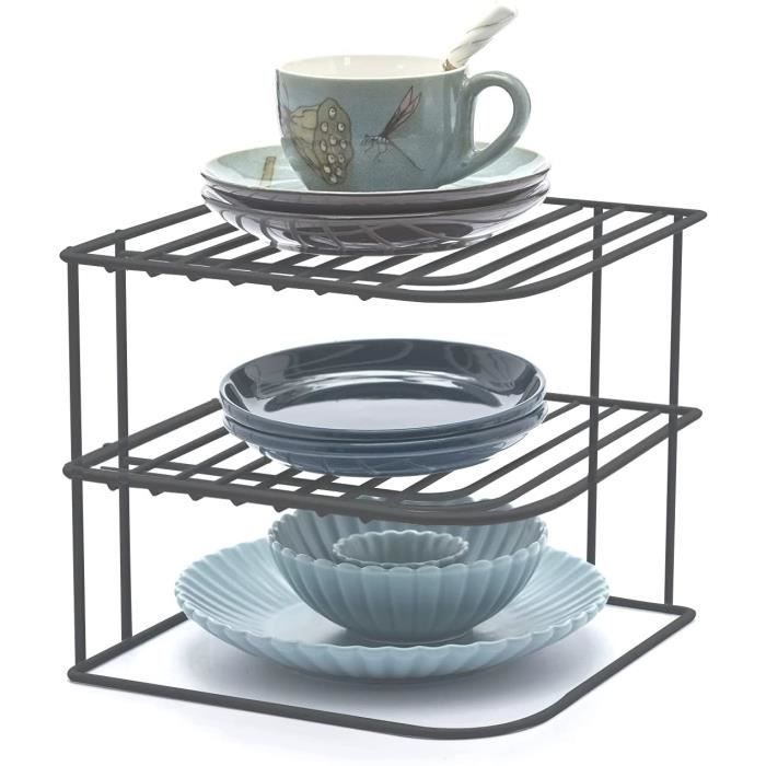 Organisateur à Assiettes Et Planches à Découper – Rangement De Cuisine – égouttoir Métal Robuste – 2 Pièces Noires – Gain De Place