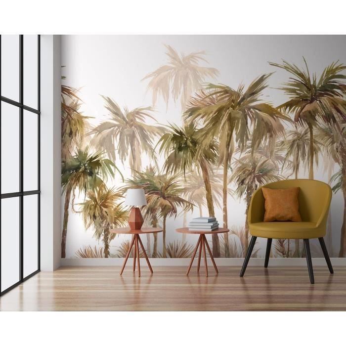 Papier Peint Jungle 350x250cm style 3D Jungle Tropiques Palmiers ...