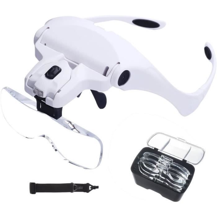 Loupe De Tête LED Rechargeable USB - 4 Lentilles (1.5X à 5X) - Mains Libres Pour Precision