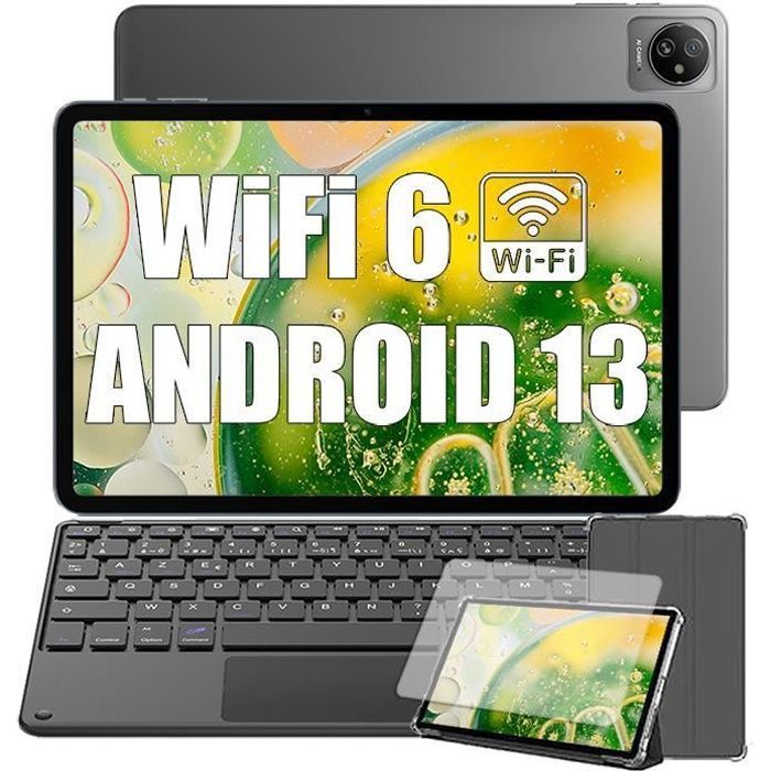 Blackview Tab 30 WiFi Tablette Tactile 10.1 HD+ IPS Android 13Go WiFi 6 RAM 6 Go ROM 64 Go-SD 128 To 5100mAh Gris Avec Clavier K1