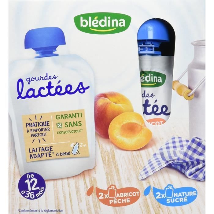 Blédina Gourdes Lactées Pêche AbricotNature 4x85 g Pack de 6 Achat