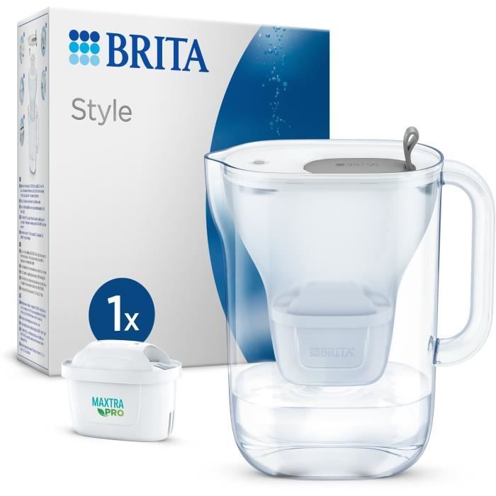 BRITA Carafe filtrante Style grise + 1 cartouche filtrante MAXTRA PRO All-in-1 - Nouveau MAXTRA +