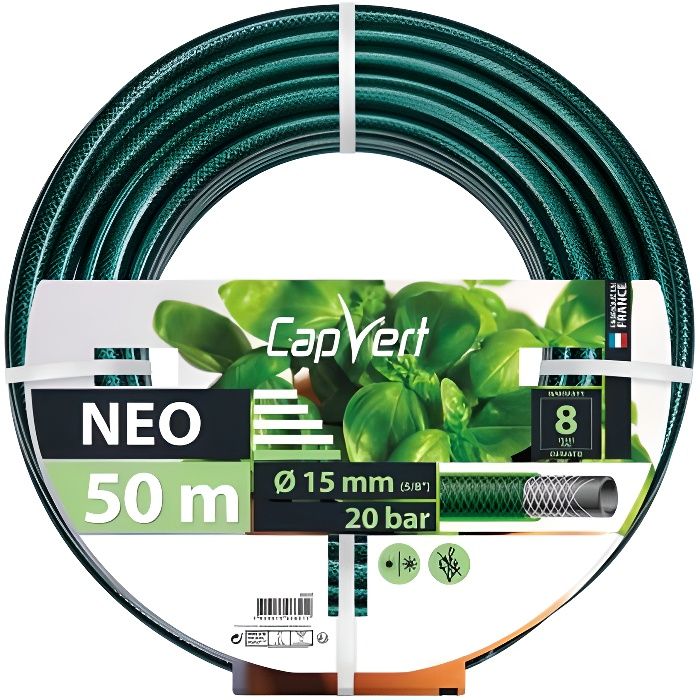 Tuyau d'arrosage Néo Cap Vert - Diamètre 15 mm - Longueur 50 m - Cdiscount  Jardin