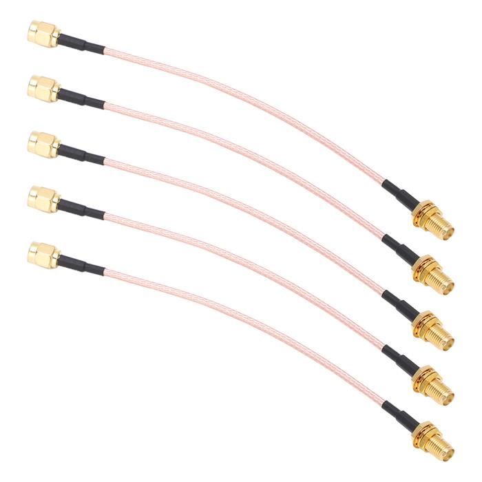 5 Adaptateurs Coaxiaux SMA Mâle/femelle Vers RP-SMA - Connecteurs RF, Plaqués Or, Pour Antennes
