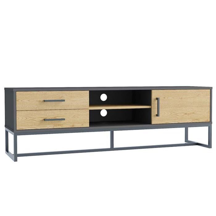 DETROIT - Meuble TV industriel 160 cm avec rangements DETROIT - Meuble TV industriel 160 cm avec rangements