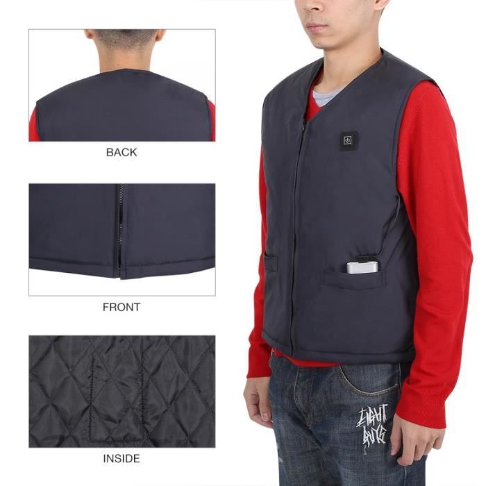 Gilet Chauffant électrique Unisexe Hiver – 9 Zones Chauffantes, Connexion USB, Design Casual