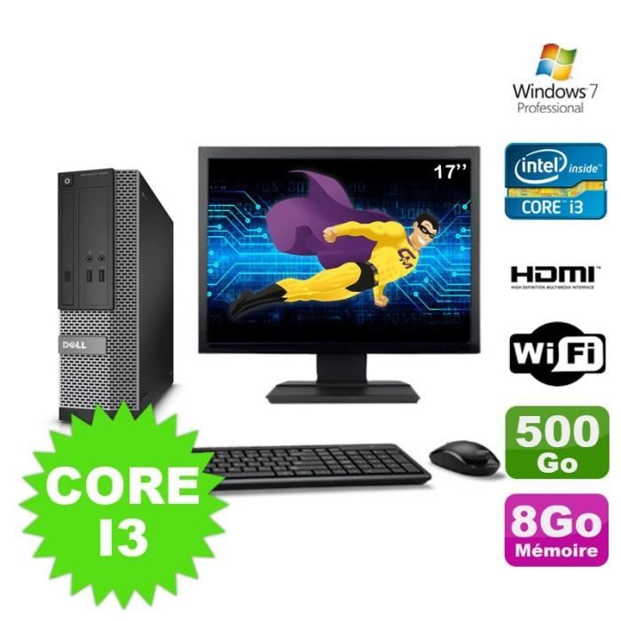Lot PC DELL 3010 SFF I3-2120 DVD 8Go 500Go HDMI Wifi W7 + Ecran 17 - Dell