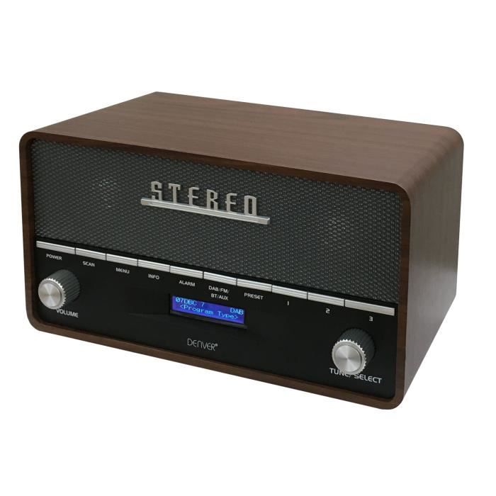 Radio portative DAB Denver DAB-36 - Bluetooth - 10 Watt - Boîtier en bois