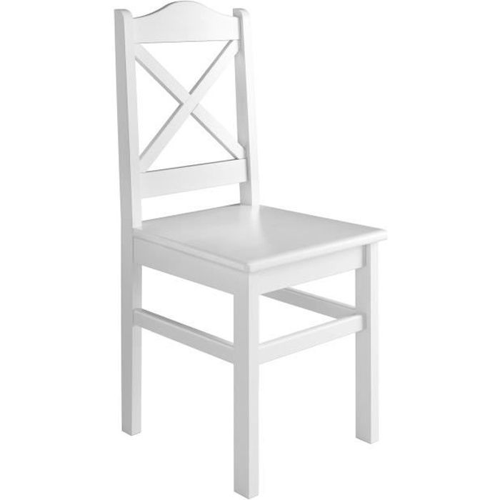 chaise de cuisine style rustique - erst-holz - 90.71-20w - bois massif - blanc