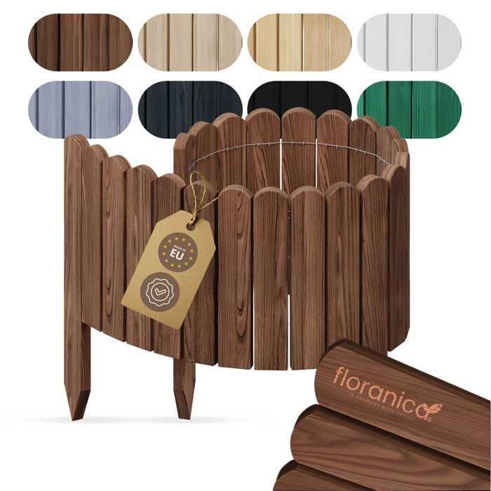 Floranica Rollborder Clôture flexible en bois de pin 200 x 40 cm Nature Bordure de parterre de