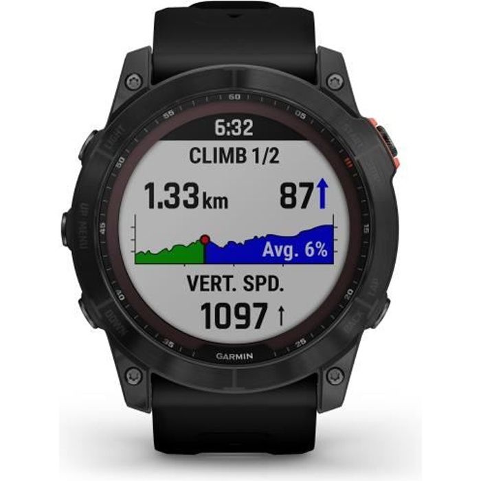 GARMIN F?nix 7X Solar - Montre connectée à haute performance - Bracelet noir