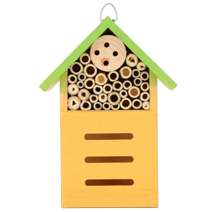 Hôtel en bois pour abeilles – Abri en bois, palais pollinisateur, maison à papillons, habitat de guêpes d'arrière-cour, attire les pollinisateurs Hôtel en bois pour abeilles – Abri en bois, palais pollinisateur, maison à papillons, habitat de guêpes d'arrière-cour, attire les pollinisateurs