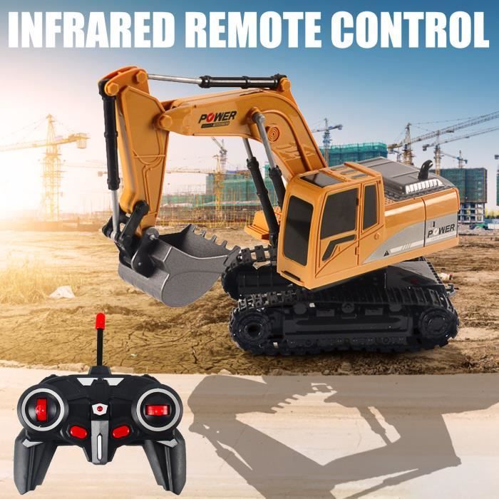Pelle RC 3 En 1 Télécommandée 1/14 - Excavateur Jouet Avec Godet, Grappin, Perceuse, 22 Canaux, 80m, LED Et Son