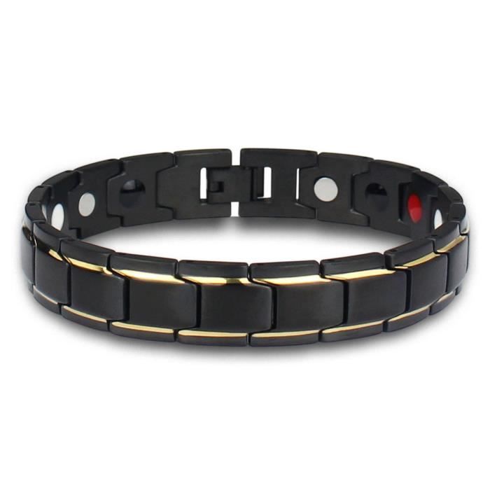bracelet homme chaîne lien cadeau bracelet en acier titane or-noir