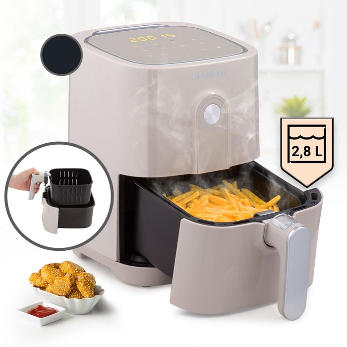 Friteuse à air chaud - Klarstein Crisp-Pro Air Fryer - 1400W - 2,8 L - 8  programmes - Minuterie - compatible lave-vaisselle - Gris - Cdiscount  Electroménager