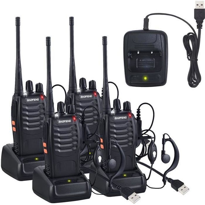 2 pcs Talkie Walkies Profession Longue Port/ée Two Way Radio Rechargeables avec des /écouteurs Originaux Construit en Torche LED