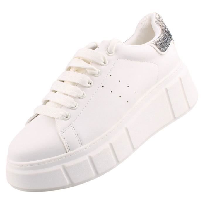 tamaris Baskets Femme Tamaris - Blanc - Glitter - Glamour - Lacets - Synthétique