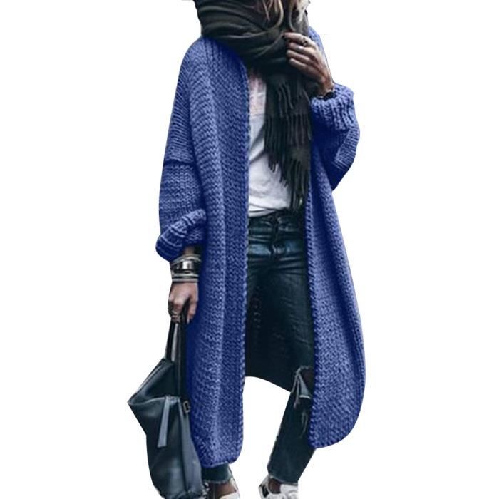 Minetom Gilet Long Femme Ouvert pais Manches Longues Chaud Casual