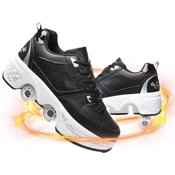 Patins à roulettes fille, chaussures à roulettes femme, quad déformable