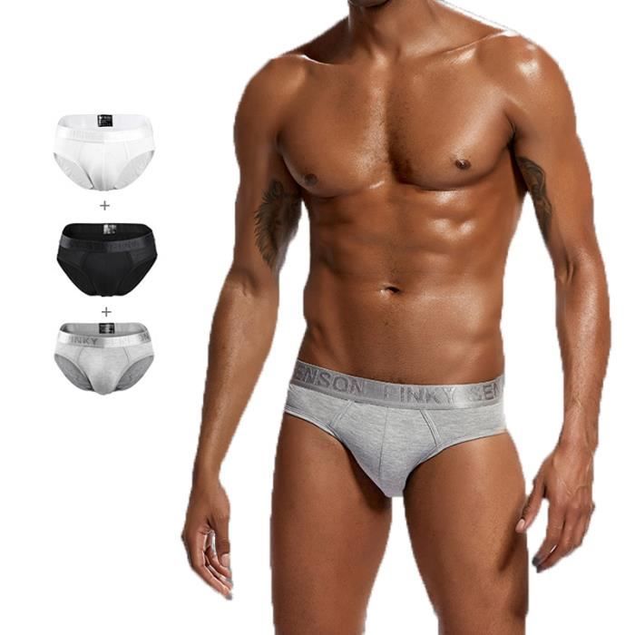 Slip homme lot de 3 M XXL Confort stretch Noir Blanc Gris Slip