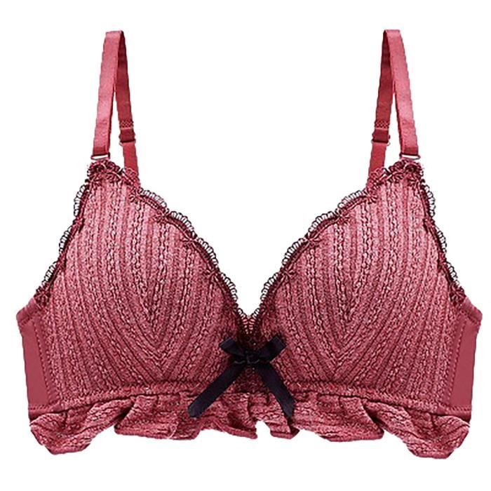 Rouge FEMME Soutien-gorge en satin sans armatures et sans rembourrage