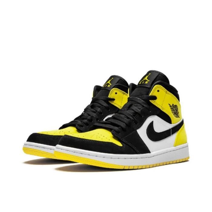 Basket Air-Jordan 1 Mid SE Yellow Toe Chaussure de Sport AJ 1 Homme Femme  852542-071 Jaune - Cdiscount Chaussures