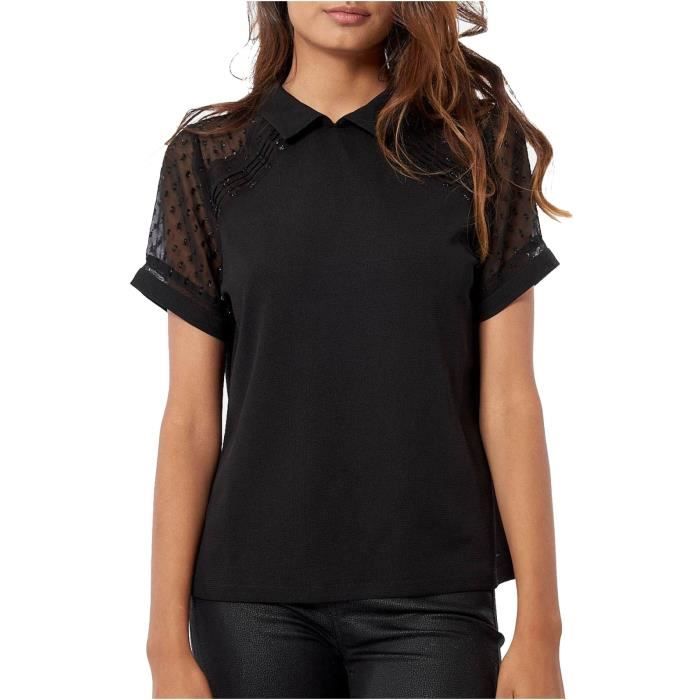 Blouse fluide pailletee Kaporal Femme Noir Cdiscount Pret a Porter
