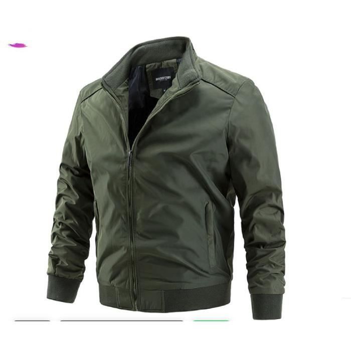 Blouson Homme Leger Veste Col Montant Transition Coupe Vent Casual Bomber Hiver Printemps vert XXXL Vert Cdiscount Pret a Porter