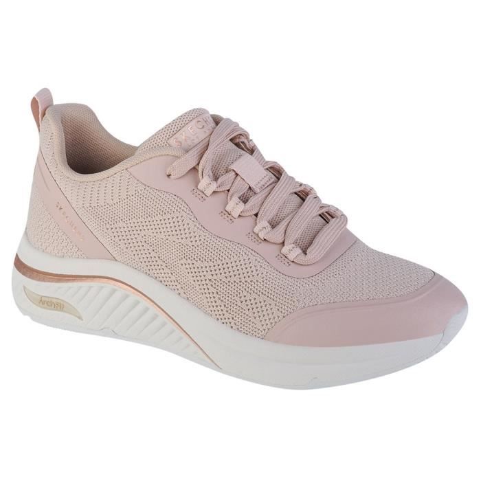 Chaussures Femme SKECHERS Arch Fit Smiles Rose Canvas Lacets