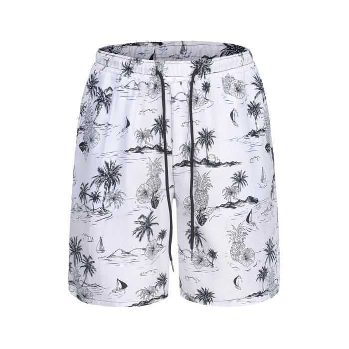 Short De Bain Homme Coton – Taille Grande, Noir, Style Bermuda, été 2025