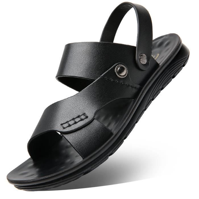 Sandales Homme Cuir Randonnée Été - Chaussures Sport Plage Bout Ouvert ZYLDK