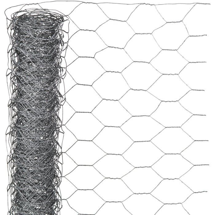 Grillage hexagonal galvanisé - NATURE - 15 x 5 m - Ep. 25 mm - Gris
