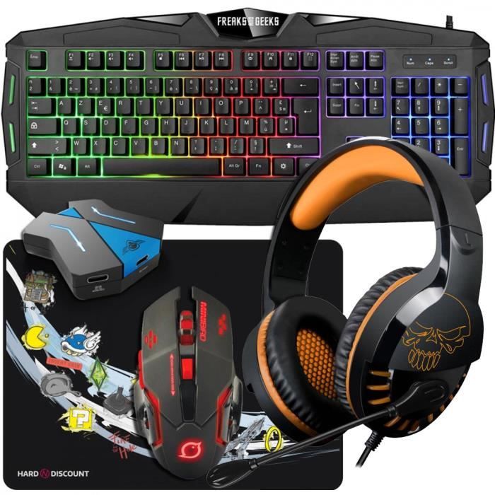 Kit complet de gaming clavier souris tapis de souris rétroéclairé