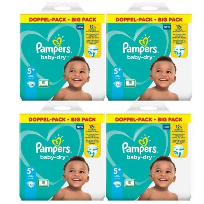 Pampers Baby Dry Taille 5+ Junior Plus 1217kg 232 Couches Cdiscount