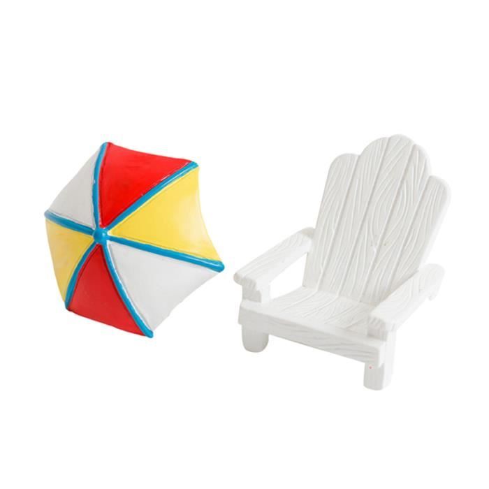 2pcs Mignon Mini Chaise De Plage Soleil Parasol Bureau Gateau Ornement Creatif Resine Decor Medaillon D Ornement Funeraire Cdiscount Au Quotidien
