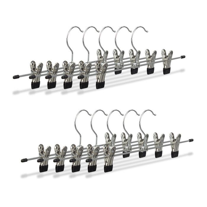 30x Cintres à pantalon en métal avec pinces caoutchouc pour jupes antidérapant HxlxP: 9 x 35 5 x 2 5 cm argent/noir