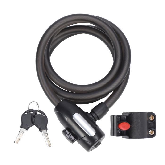 Antivol Vélo à Câble 6 Pieds – Combinaison Réglable, Noir, Solide Et Pratique
