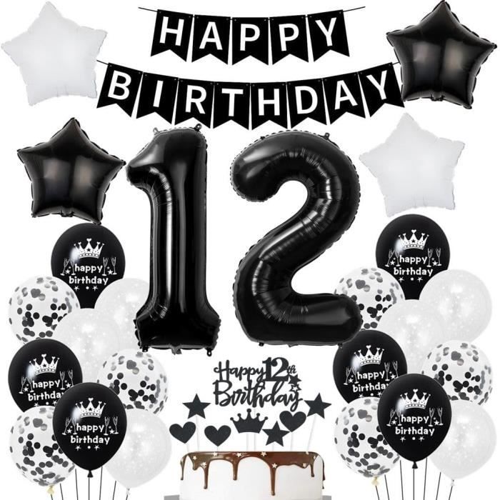 Cymeosh – Kit De Ballons Anniversaire 12 Ans Fille – Rose Or – Happy Birthday, Chiffre 12, Cœurs, Couronnes, Confettis – Décoration Fête Complète
