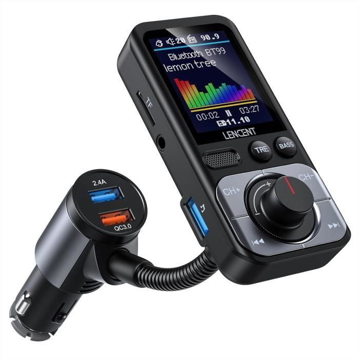 LENCENT Transmetteur FM Voiture, Allume Cigare Bluetooth 5.3 Émetteur