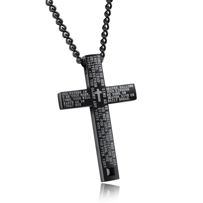 Croix Pour Homme En Titanium avec Chaine Pendentif Mode Homme 