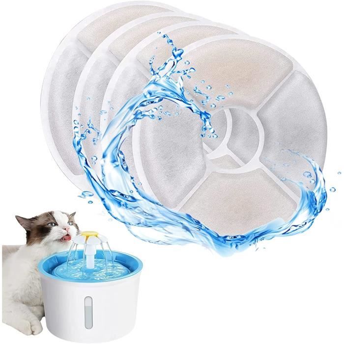 Filtre Fontaine Eau Chat, Filtre de Chien Chat, 4PCS Filtres de Remplacement Round, Filtre de