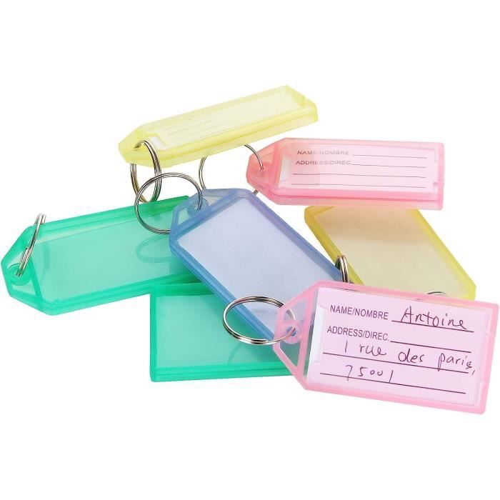 40 Porte-clés Vides Double Face - DIY, Hôtel, Étiquettes Bagages - 20 Couleurs, ABS, 8.9x4.5cm - 11