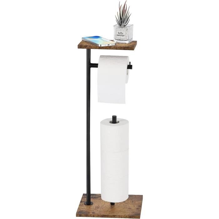 Porte-Rouleau De Papier Toilette Sur Pied Avec Étagère Bambou - Rangement 4 Rouleaux - Design Moderne