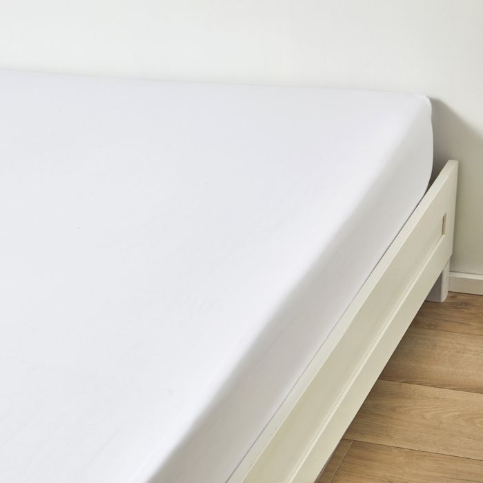 Drap housse Satin Blanc 140x190 cm - Terre de Nuit