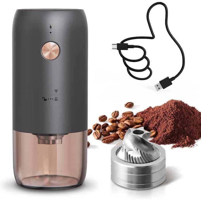 Moulin à Café Électrique Portable - Meule Céramique, 38 Réglages, Rechargeable USB, Pour Voyage Et Bureau